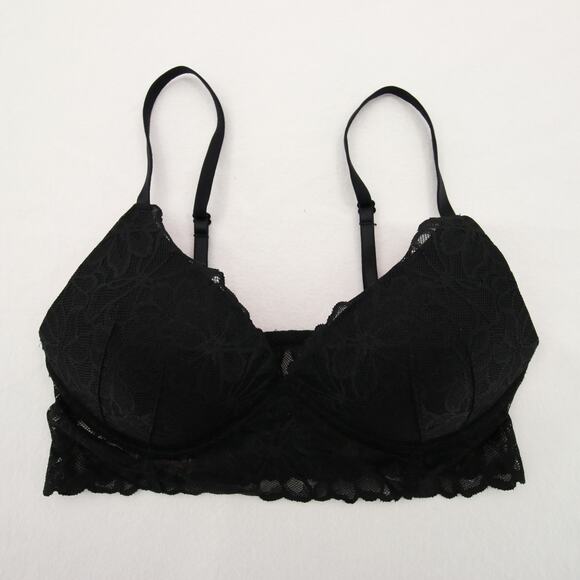 PINK Victoria's Secret Black Floral Lace Bra - Picture 1 of 9